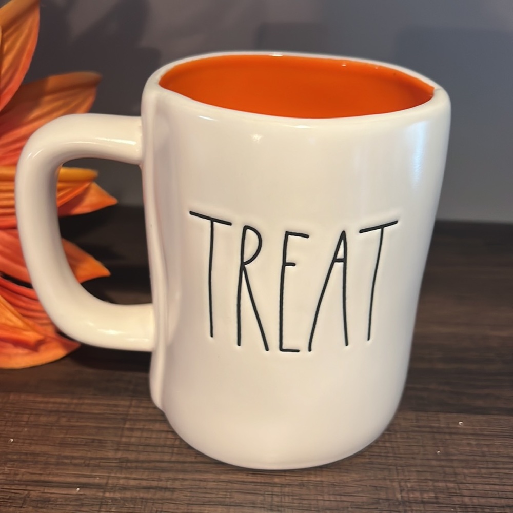 Rae dunn double sided Halloween mug trick treat